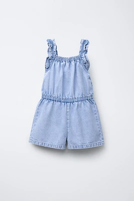 COMBI-SHORT EN DENIM À VOLANT