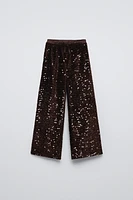 SEQUIN WIDE LEG PANTS