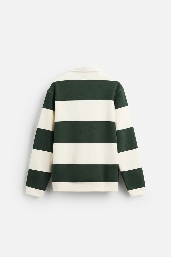 CONTRAST COLLAR POLO SWEATSHIRT