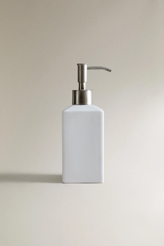 WHITE EARTHENWARE BATHROOM DISPENSER