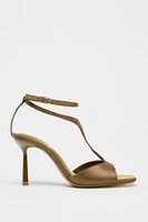 SATIN EFFECT HEELED SANDALS
