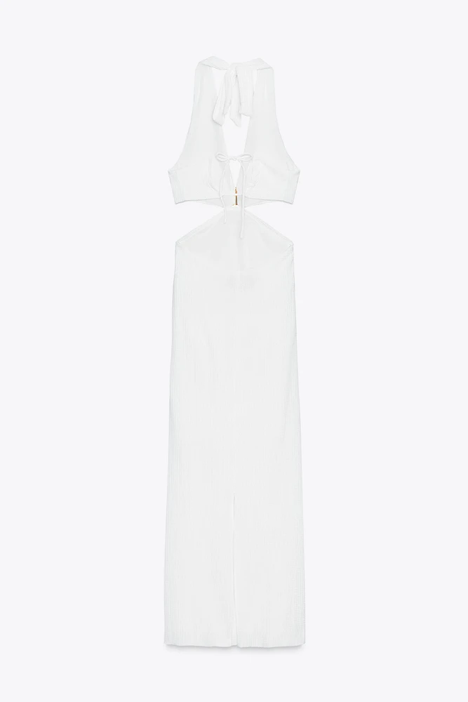 BEADED TEXTURED MIDI DRESS