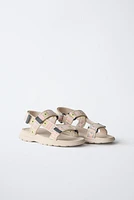 CROCHET EFFECT TECHNICAL SANDALS