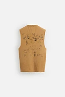 WASHED KNIT PRINT T-SHIRT