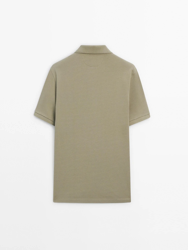 Microtextured cotton piqué polo shirt