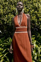 EMBROIDERED MIDI DRESS