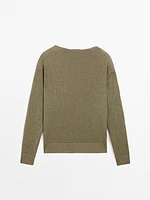 100% linen V-neck sweater