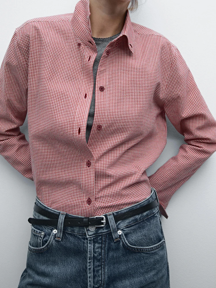 Cotton blend check shirt