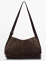 Split suede leather crossbody bag