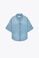 TRF CROP DENIM SHIRT