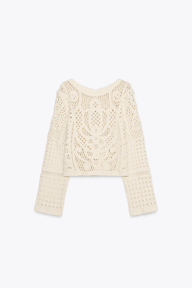 LONG SLEEVE CROCHET TOP