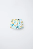 2-6 YEARS/ANIMAL AND PALM TREE PRINT REGULAR SWIM SHORTS