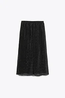 WRINKLED EFFECT MIDI SKIRT