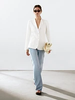 100% linen blazer with lapel detail