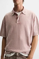 WASHED BOUCLÉ KNIT POLO SHIRT