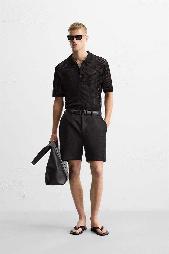 KNIT LACE POLO SHIRT