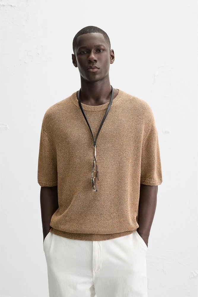 T-SHIRT EN MAILLE DE COTON ET LIN