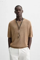 T-SHIRT EN MAILLE DE COTON ET LIN
