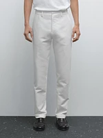 Pantalon tappered fit en coton et lin