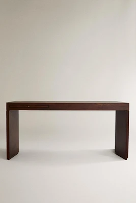 WOOD AND LEATHER DESK