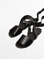 Lace-up soft leather sandals