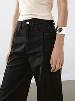 High-waist wide-leg jeans with seam details