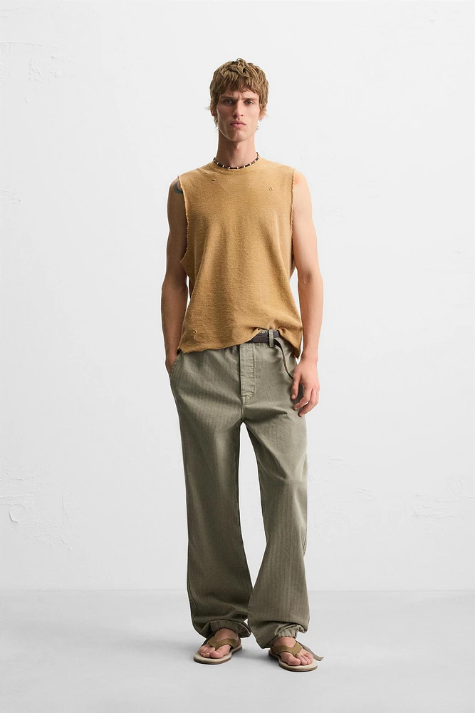 WASHED KNIT PRINT T-SHIRT