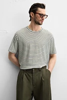 T-SHIRT MÉLANGE LIN RAYURES