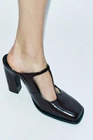 SQUARE TOE LEATHER MULES