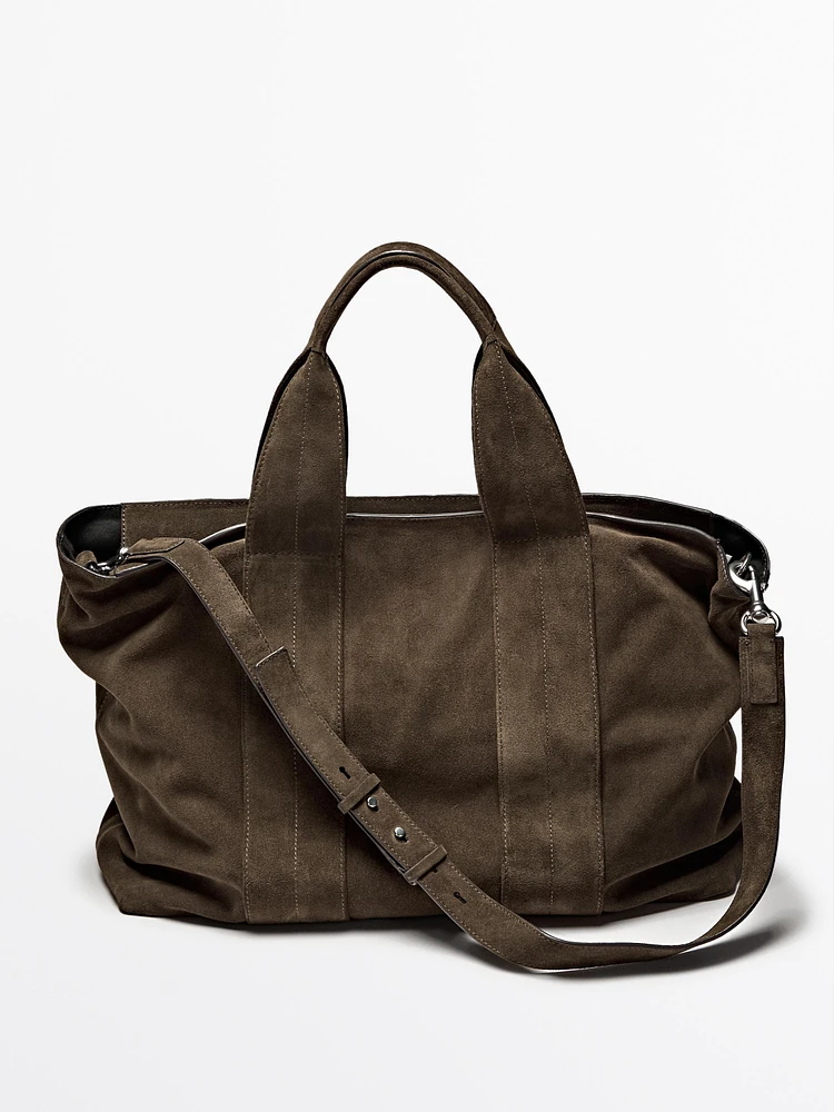 Sac cabas en croûte de cuir