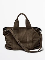 Sac cabas en croûte de cuir