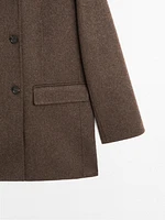 Manteau à col smoking en laine mélangée