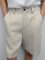 100% linen darted Bermuda shorts