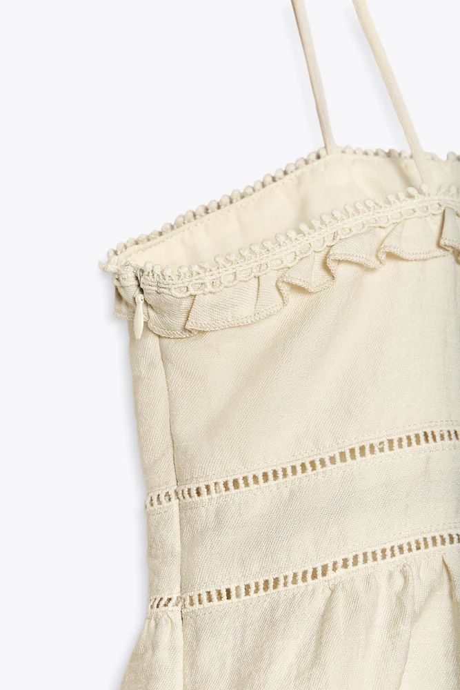 EMBROIDERED EYELET CROP TOP