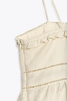 EMBROIDERED EYELET CROP TOP