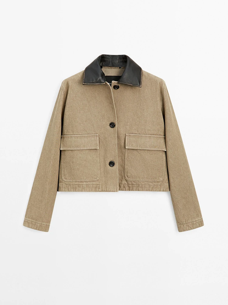 Veste avec col en cuir amovible