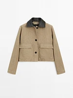Veste avec col en cuir amovible