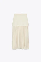 MIXED PLEATED KNIT SKIRT