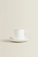 RIMMED BONE CHINA COFFEE CUP AND SAUCER