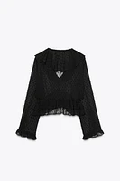 SWISS DOT RUFFLED BLOUSE