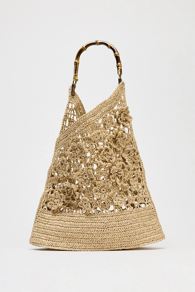 FLORAL WOVEN SHOPPER BAG
