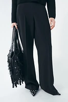 FRINGED LEATHER MAXI TOTE BAG