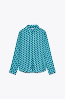 GEOMETRIC PRINT SATIN EFFECT SHIRT