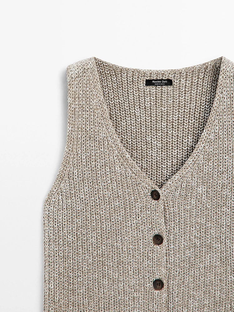 Cotton blend short knit vest