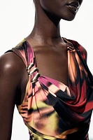 APPLIQUÉ PRINT MIDI DRESS