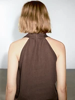Linen crossover halter top