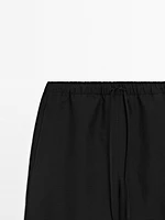 Pantalon barrel fluide lin mélangé