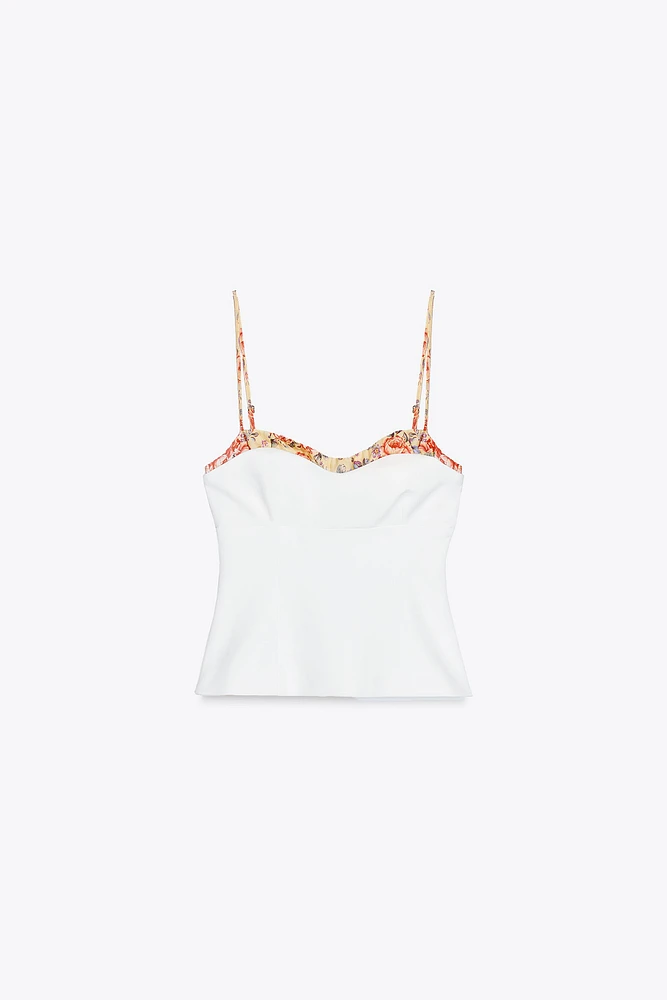 TOP ÉLASTIQUE EN MATIÈRES VARIÉES IMPRIMÉ