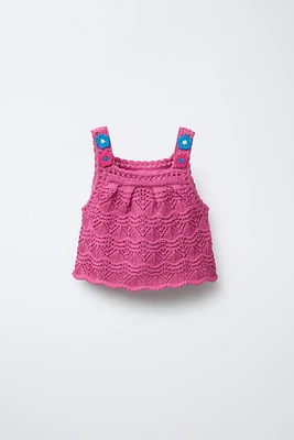FLORAL CROCHET KNIT TOP