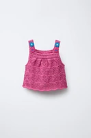 FLORAL CROCHET KNIT TOP